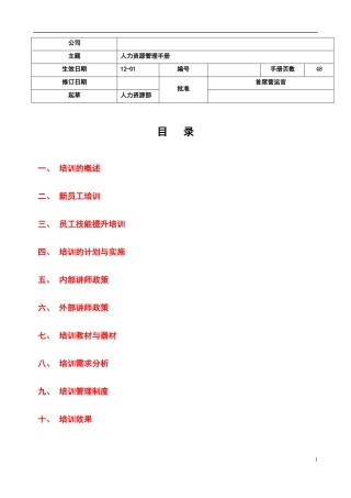 某公司人力资源管理手册(DOC 48页)