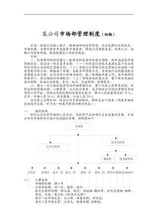 某公司市场部管理制度