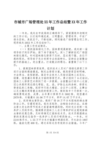 市城市广场管理处工作总结暨工作计划
