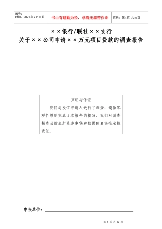 某公司申请万元项目贷款的调查报告