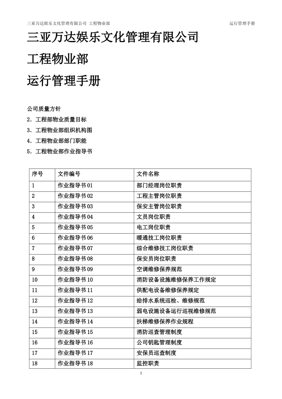 某公司工程物业部运行管理手册_第1页