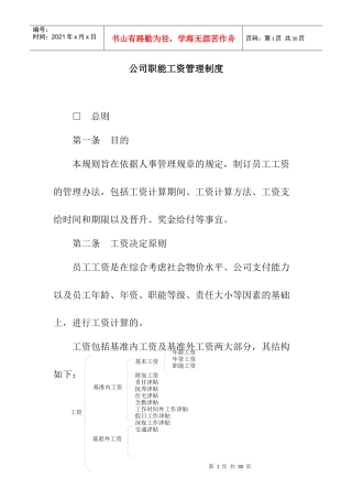 某公司职能工资管理办法