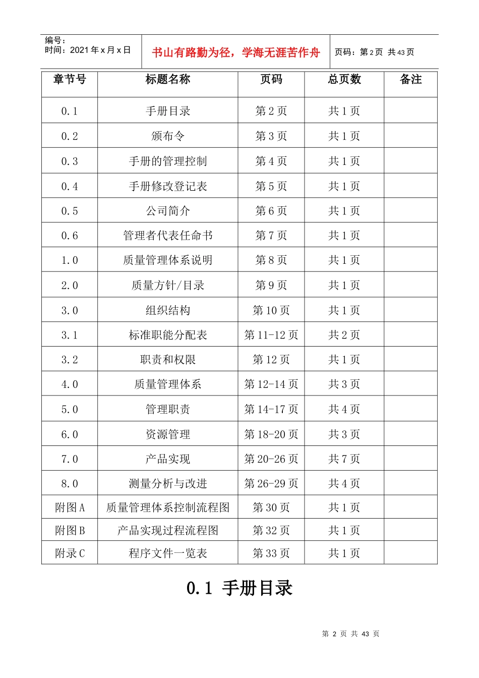 某公司质量手册(DOC 33页)_第2页