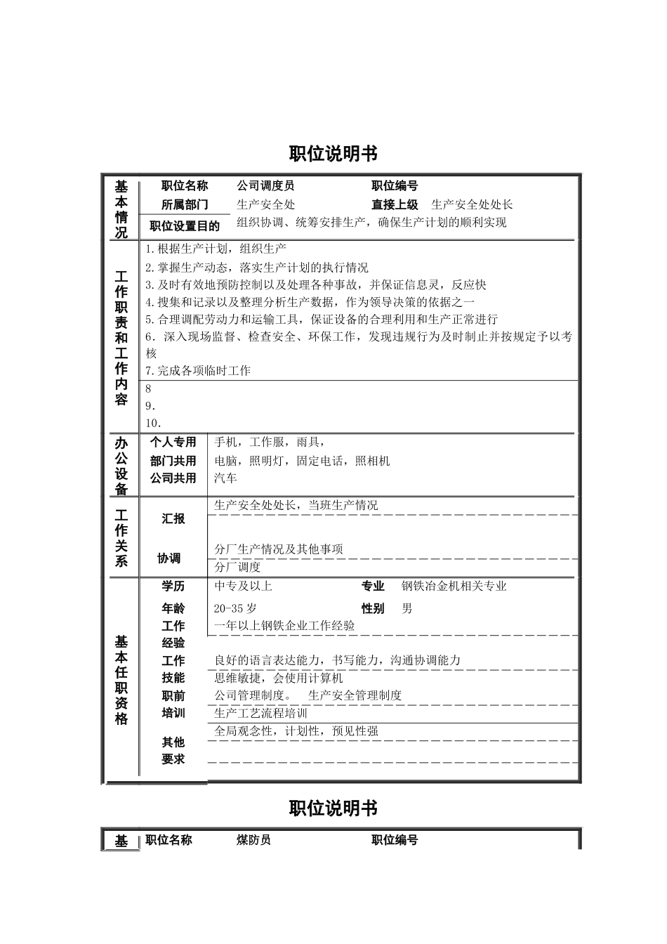 某公司非管理岗位职位说明书_第1页