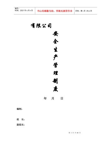 某公司安全生产管理制度汇编(DOC 95页)