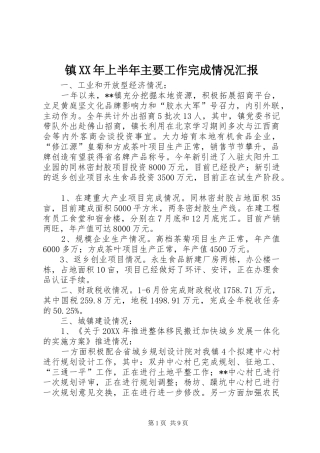 镇上半年主要工作完成情况汇报