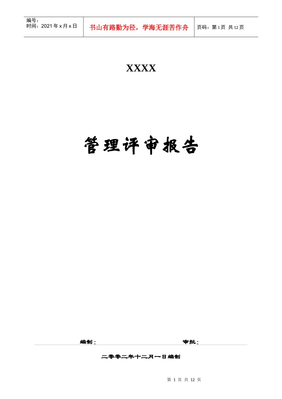 某公司管理评审报告_第1页