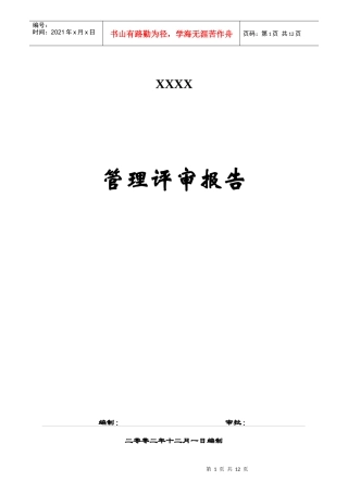 某公司管理评审报告