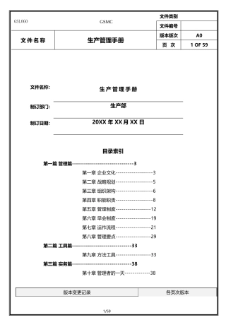 某公司生产管理手册(DOC 57页)