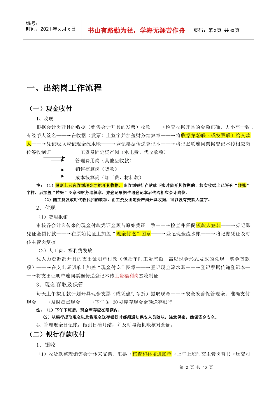 某公司财务岗位工作流程规章制度教材_第2页
