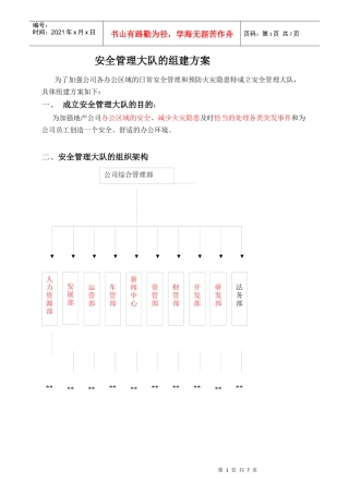 某公司安全管理队组建方案