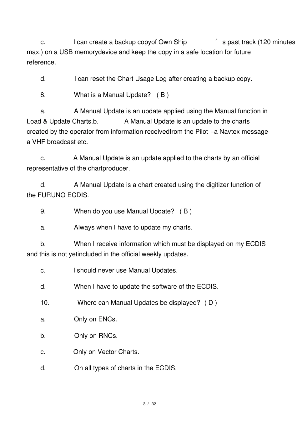 (完整版)FURUNOECDISMultipleChoiceTest古野电子海图题库测试题_第3页