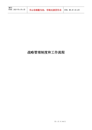 某公司战略管理制度和工作流程概论