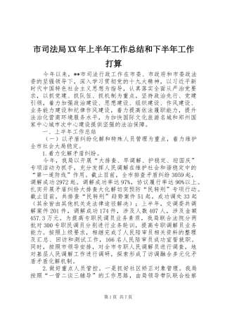 市司法局上半年工作总结和下半年工作打算