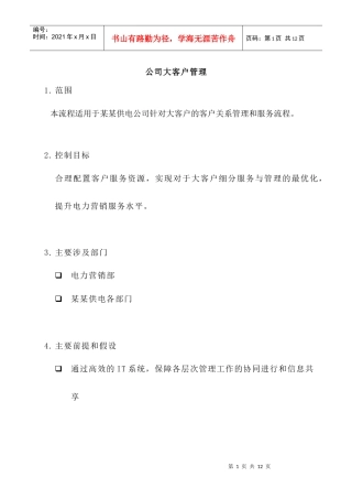 某公司大客户管理制度
