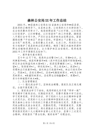 森林公安局工作总结