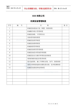 某公司机械设备各类管理制度_secret