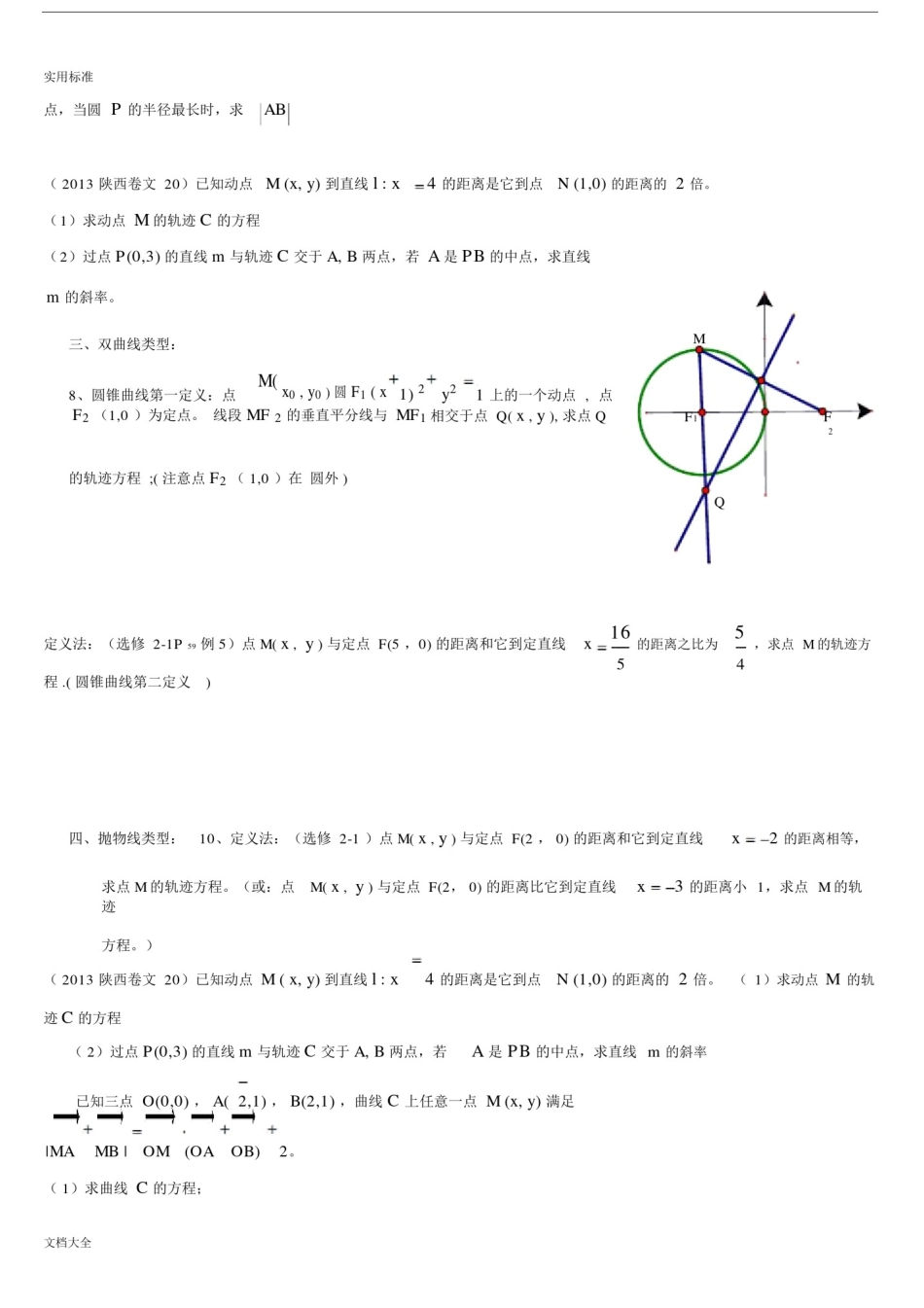 圆锥曲线轨迹方程经典例题.doc_第3页