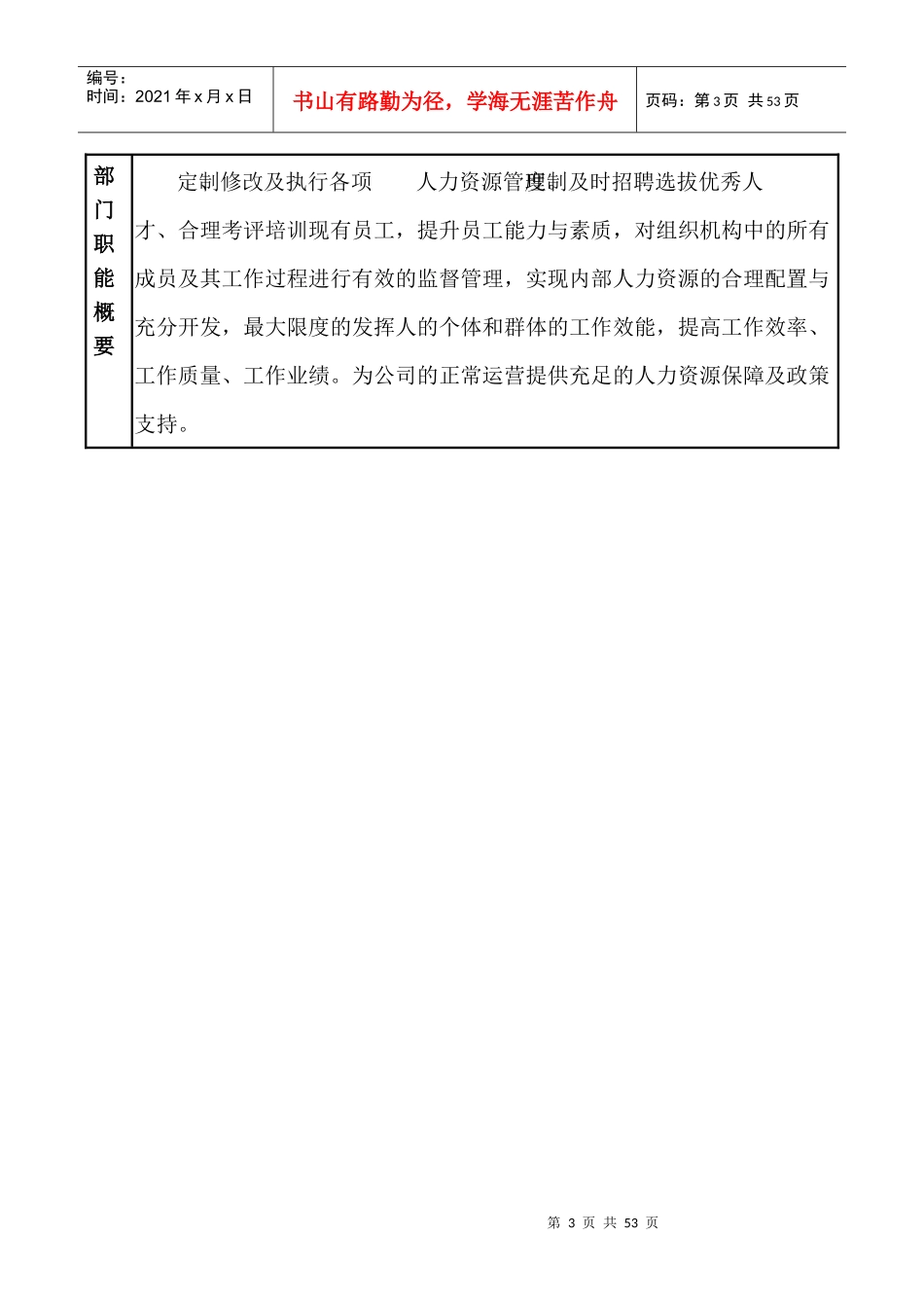 某公司人力资源部部门手册_第3页