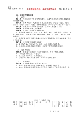 某公司文书管理制度