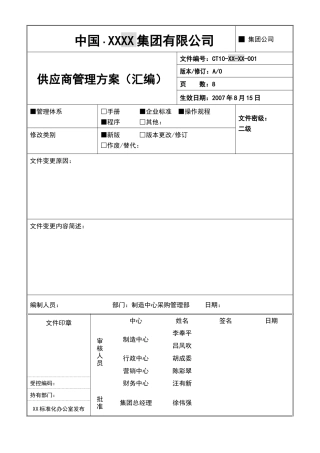 某公司供应商管理方案汇编