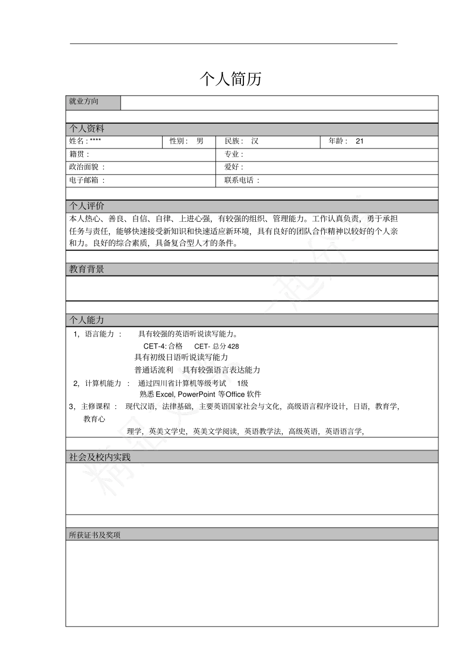 10个优秀的人简历模板求职必备_第2页