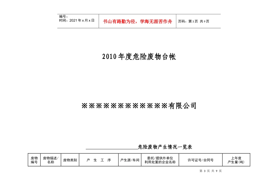 某公司年度危险废物台帐_第3页