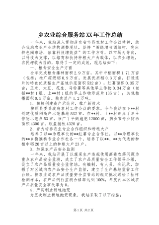 乡农业综合服务站工作总结