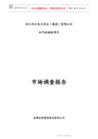 某公司加气砼砌块项目市场调查报告