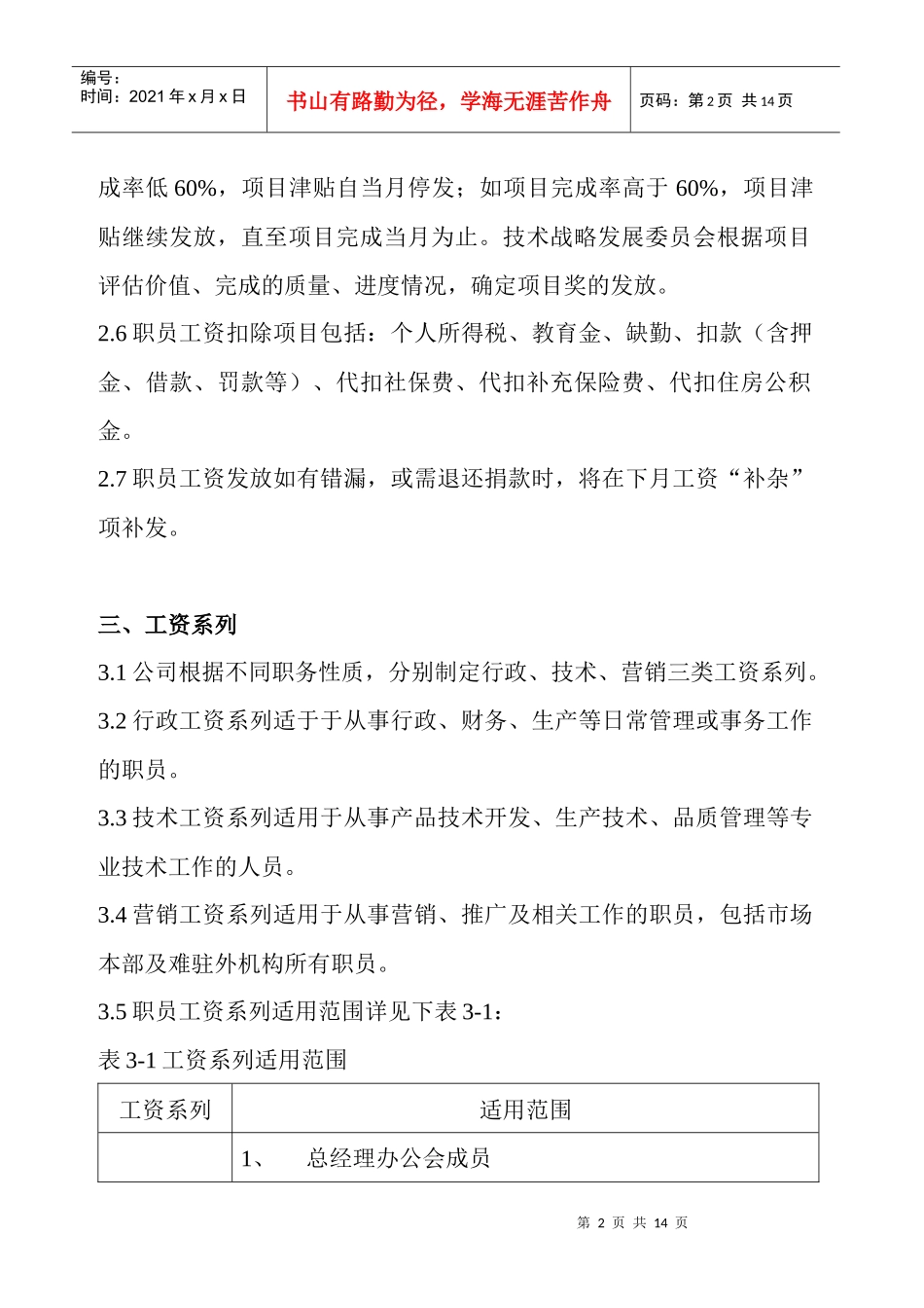某公司职工薪资管理制度_第2页