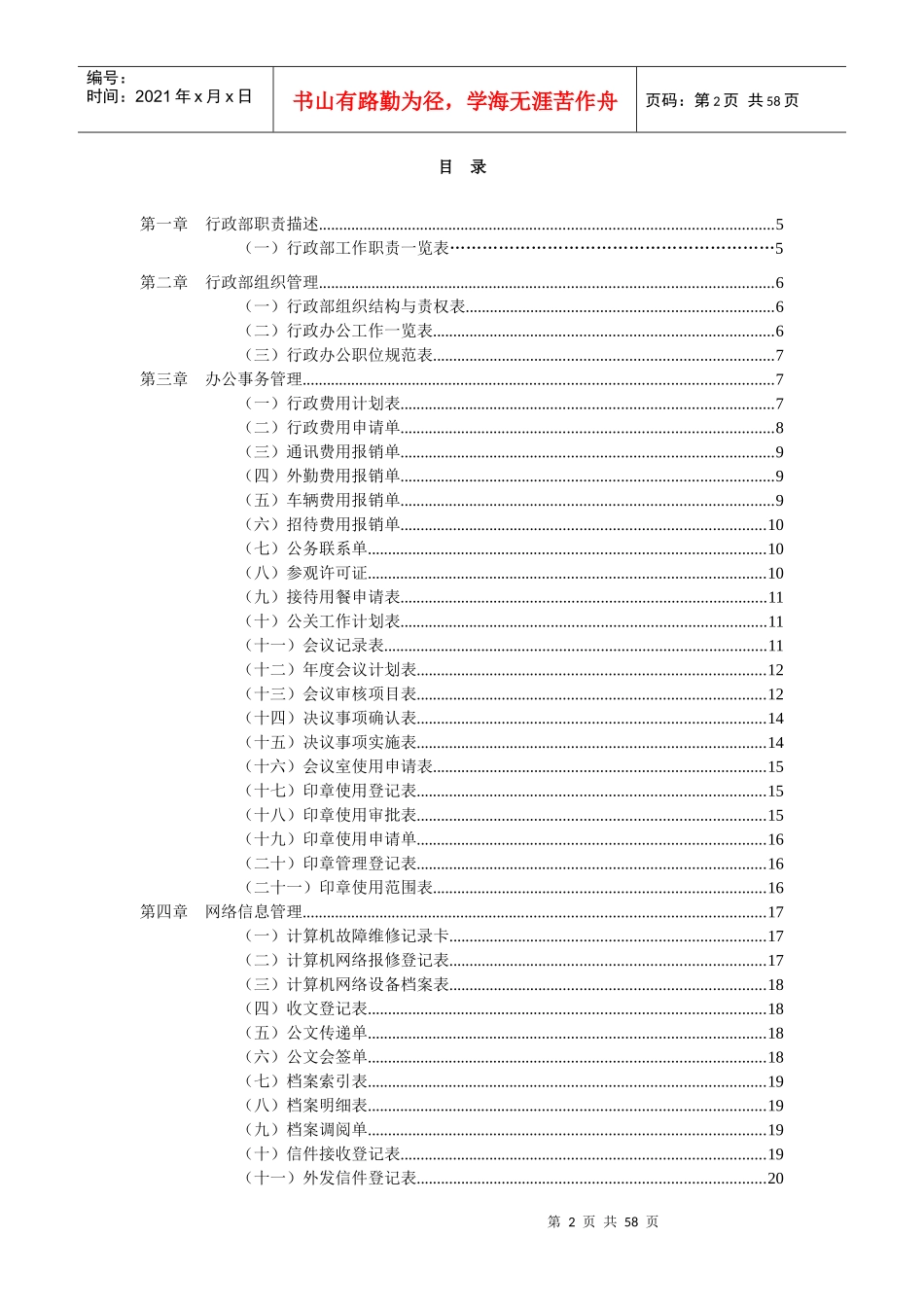 某公司行政管理职位工作管理手册_第2页