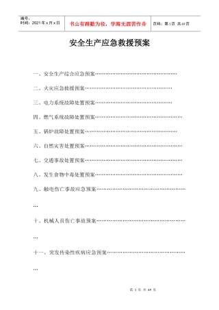 某公司安全生产应急救援预案