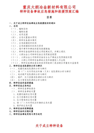 某公司特种设备事故应急措施和救援预案汇编