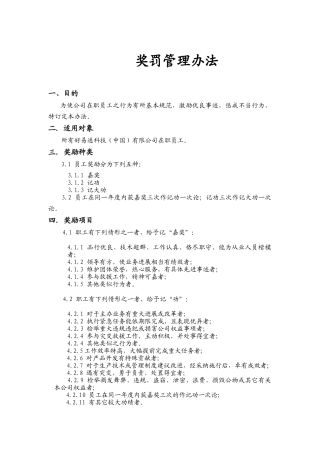 某公司奖罚管理制度