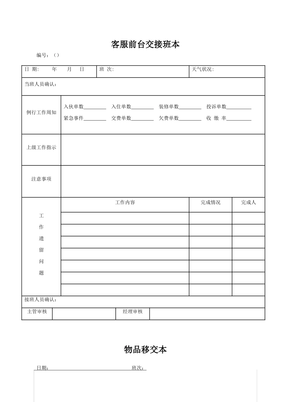 某公司客服部记录表单_第2页