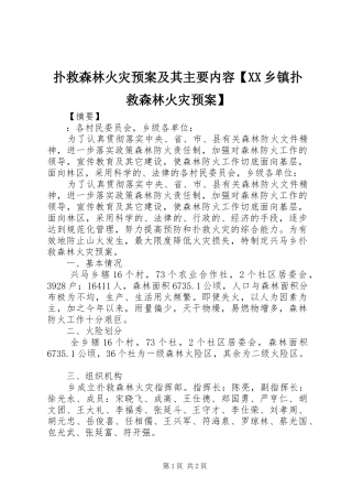 扑救森林火灾应急预案及其主要内容【XX乡镇扑救森林火灾应急预案】