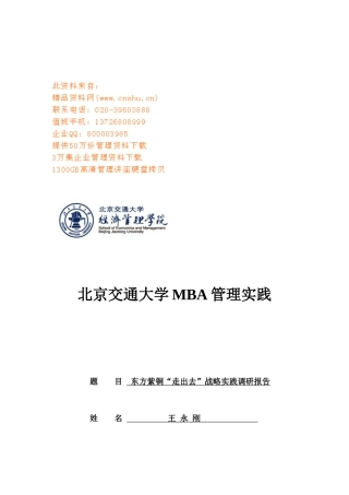 某公司“走出去”战略实践调研报告