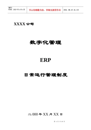 某公司ERP日常运行管理制度