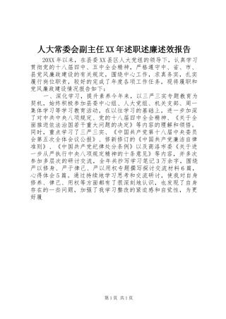 人大常委会副主任述职述廉述效报告