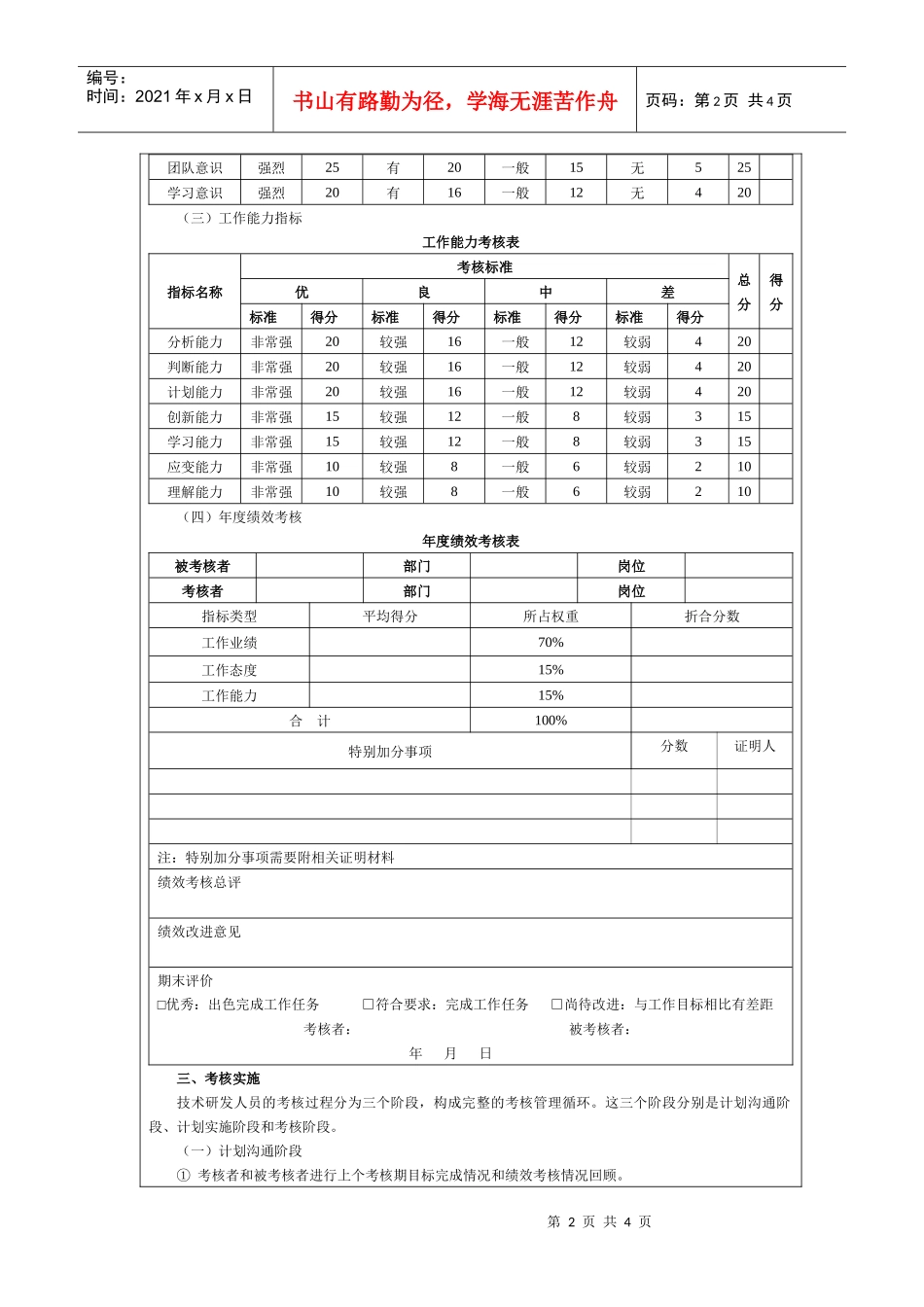 某公司研发人员绩效考核办法_第2页