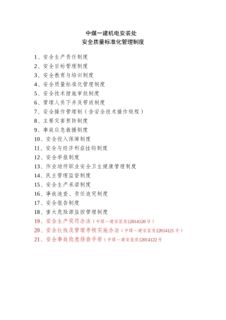 某公司建机电安装处安全质量标准化管理制度范本