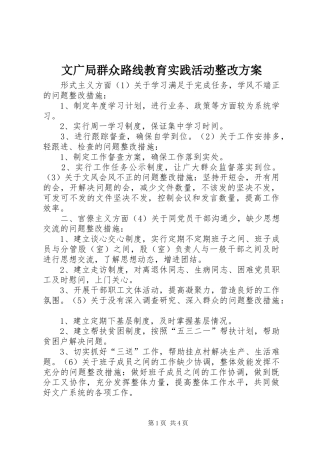 文广局群众路线教育实践活动整改实施方案