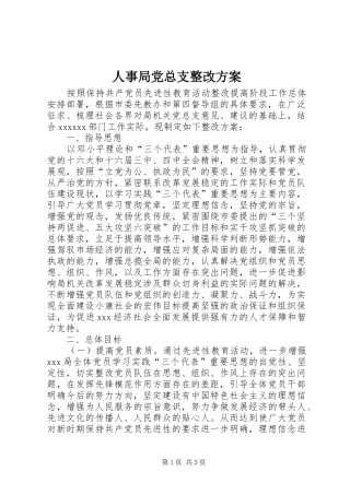 人事局党总支整改实施方案