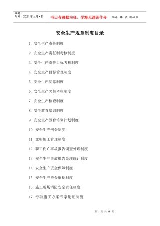 某公司安全生产规章制度范本(DOC 67页)