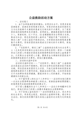 公益救助活动实施方案