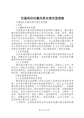 交通局应对暴风雪灾害应急处理预案
