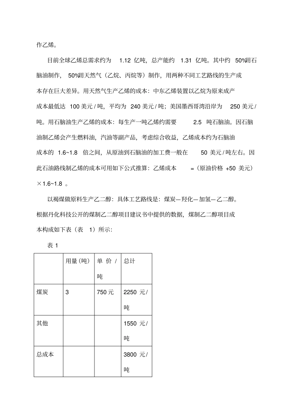 全球乙二醇生产工艺路线及成本对比_第2页