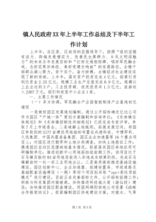 镇人民政府上半年工作总结及下半年工作计划