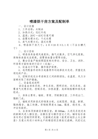 喷漆烘干房实施方案及配制单