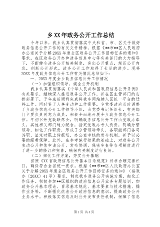 乡政务公开工作总结